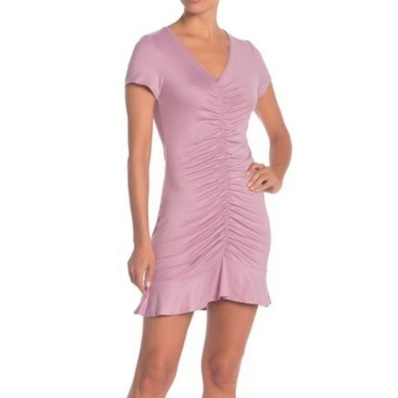 NWT VANITY ROOM Short Sleeve Ruched Jersey Dress - Picture 1 of 7